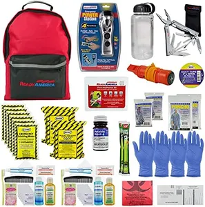 Ready America 72 Hour Deluxe Emergency Kit, 2-Person 3-Day Backpack, First Aid Kit, Survival Blanket, Power Station, Emergency Food, Portable Disaster Preparedness Go-Bag for Earthquake, Fire, Flood