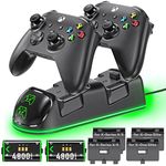 Controller Charger Station for Xbox Series/One-X/S/Elite, Charging Dock with 2x4800 mWh Rechargeable Battery Packs, Xbox Controller Battery Pack with 4 Battery Covers for Xbox Series/One, Black