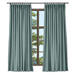 ChadMade Pinch Pleated Cotton and Linen Curtain Extra Wide Drapery, Stone Blue Living Room Curtain, 100 Inches Width by 84 Inches Length, 1 Panel