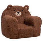 BEJOY Kids Sofa Ultra-Soft Snuggle Foam Filled Chair, Single Cuddly Sherpa Sofa for Boys and Girls, Caramel Bear