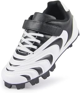 CAMVAVSR Unisex-Child Baseball Cleats Kids Softball Shoes for Boys Girls Rubber Molded Little Children Big Youth Sneakers Easy to Wear Sports Footwear Black Size 2.5