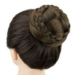 IMISSU Dancer Braided Chignon Hair Cover Donut Hairpieces Scrunchie Hair Bun Wig Updo on Wedding Party (M2 Mix Brown)