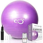 Live Infinitely Exercise Ball (55cm-95cm) Extra Thick Professional Grade Balance & Stability Ball- Anti Burst Tested Supports 2200lbs- Includes Hand Pump & Workout Guide Access (Purple, 65 cm)