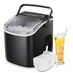 Havato Portable Ice Maker Countertop, 9 Bullet Ice Cubes in 6 min, 26.5 lb (12kg)/24h, Compact Ice Machine with Handle Scoop Basket, Self-Cleaning, Ideal for Home/Kitchen/Office/Party/Camping, Black