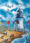 Toland Home Garden Lighthouse Point 28 x 40 Inch Decorative Summer Coastal Beach Birds Sailboats House Flag