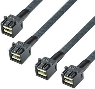 10Gtek# 12G Internal Mini SAS HD SFF-8643 to SFF-8643 Cable, with Sideband, 100-Ohm, 0.5-m(1.6ft), 2 Pack