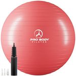 ProBody Pilates Ball Exercise Ball Yoga Ball, Multiple Sizes Stability Ball Chair, Gym Grade Birthing Ball for Pregnancy, Fitness, Balance, Workout at Home, Office and Physical Therapy (Red, 55 cm)