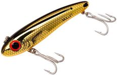 Bomber Lures Mullet Slow-Sinking Twitch, Walking Saltwater Fishing Lure, Excellent for Speckled Trout, Redfish, Stripers and More, 3 1/2", 5/8 oz, Gold Chrome/Black/Orange