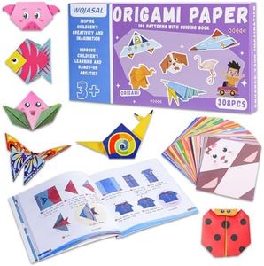 308 Sheets Origami Paper Kit for Kids Ages 5-8 8-12 with Guiding Book DIY Art and Crafts Supplies Kits for Girls and Boys Square Easy Fold Paper Travel Activities Birthday Christmas Gifts