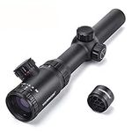 VISIONKING 1.25-5x26mm 2nd Focal Plane Rifle Scope, R/B Illuminated Target Dot German Reticle, 100 Yards Field of View with Capped Windage Elevation Turrets for Hunting, Target Shooting, Tactical