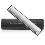 Harmonica Harp Harmoc Armonica 24 Hole Mouth Organ Professional Key of C Polyphony Diatonic with Case for Blues Folk Jazz Pop Music Instrument