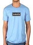 Official Classic Oasis Logo T-Shirt Definitely Maybe Alternative Rock Band Blue