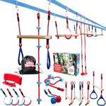 Double Ninja Slackline Obstacle Course for Kids (Patented Design)| 80 Ft Line Deluxe| Ninja Line with Monkey Bars & More | Outdoor Play Equipment | Ninja Kids Obstacle Course Slackline | Ninja Course