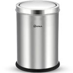 mofna Stainless Steel Swing Type Dustbin - Versatile Trashcan, Wastebin & Recycle Bin for Kitchen, Home, Office - Durable & Stylish (14"x28" Inch, 80 Liter, Silver)