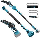 ZUYIYI 3-in-1 Cordless Pole Saw & 6 Inch 8 Inch Mini Chainsaw for Makita 18V Battery(NOT Included), Electric Chain Saw w/Extension Pole, 15Ft Max Power Pole Chainsaw for Tree Trimming, Wood Cutting