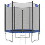 SONGMICS Trampoline 6 ft, 183 cm Dia. Kids Trampoline with Enclosure Net, Safety Pad, Ladder, 180 cm High Straight Pole, Steel Frame, TÜV Rheinland GS Certificate, Blue STR061Q01