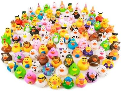 XY-WQ 200 Pack Rubber Duck for Jeeps Ducking - 2.3 Inch Bulk Floater Duck for Kids - Baby Bath Toy Assortment - Party Favors, Birthdays, Bath Time, and More (50 Varieties)