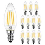 LVWIT LED Chandelier Light Bulbs, Dimmable 500 Lumens, E12 Candelabra Base, 60W Equivalent Decorative Candle Light Bulbs, 2700K Warm White, 12 Pack