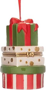 HOLIDAY PEAK Stacked Presents Trinket Box– Surprise Ornament Box Fill to Gift Money, Jewelry, Engagement Ring