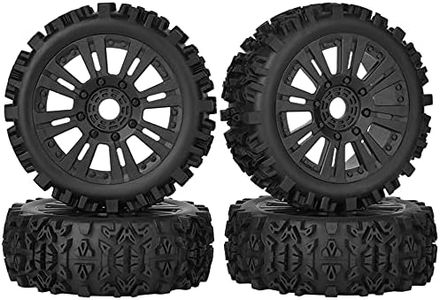 GLOBACT 1/8 RC Wheels and Tires 17mm Hex RC Monster Truck Buggy PreGlued RC Tires and Rims with Foam Inserts for 1/8 Traxxas, Arrma, Redcat, Losi, HPI, HPS Etc Set of 4