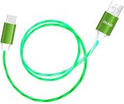 IHAO USB Type C to USB A 2.0 Android Charger Cable Fast Charging High Data Speed Visible LED Current Flowing Compatible with All Type C Device-Green/39 Inches…