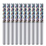 1/8" Carbide Square End Mill for Aluminum Copper Applications, 3-Flute,1/8" Cutting Diameter,1/8" Shank,DLC Coating, CNC Router Bits, End Mill Bits, U-Type Design, 10-Pack (3.175 * 3.175 * 15mm)