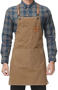 Kitchen Thicken Canvas Apron for Woman Men Waterproof Stain-Resistant with Pockets Cooking Apron Woodworking Painting Work Apron,Apron Overalls Coffee Shop Staff Dress up Hair Salon (Brown)