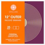 25x 12 Inch GATEFOLD Outer Vinyl Record Sleeves | CRYSTAL Clear Covers Fit Single & Double Gatefold Albums | Acid-Free Protective Plastic Sleeves | Clean & Crisp Polypropylene