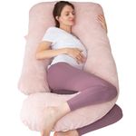 Pregnancy Pillows, 60 Inch U Shaped Full Body Maternity Pillow for Pregnant Women, Pregnancy Pillows for Sleeping with Velvet Cover (Dusty Pink)