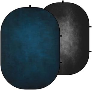 Kate 5x6.5ft(1.5x2m) Collapsible Backdrop Black Blue Texture Pop up Backgrounds Reversible Photography Backgrounds for Video Meetings