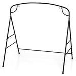 COSTWAY Metal Swing Frame, Heavy Duty A-Frame Swing Stand with Reinforced Bars and Hanging Rings, Outdoor 2 Hanging Ways Swing Seat Frame for Patio Garden Backyard Porch (180 x 133 x 182 cm)