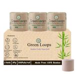 Green Loops Bamboo 3 Ply Toilet Tissue Paper Roll Pack of 3, 300Pulls/Roll, 100% Natural, Chemical Free, Unbleached, Septic Safe, Eco-Friendly Toilet Rolls