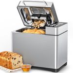 TRIUMPHKEY 19 in 1 Bread Maker Fully Automatic, with Nut Automatic Dispenser, 3 Loaf Sizes & 3 Browning Levels, 15 Hour Timer, 1KG Large Bread Machine, Gluten Free, Stainless Steel, Makes Jam, Yogurt