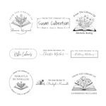 Generic from The Library of Self-Inking Stamps & Embossers, Floral Book Stamp Personalized, Custom Book Embosser, Ex Libris, Black