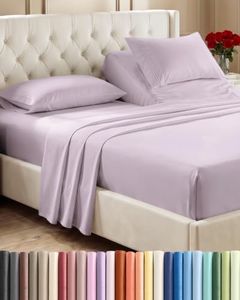 Split Head King Sheet Set – 4 Piece Flex Split Top King Sheets for Adjustable Beds - Fits 14” to 16" Mattress w/ Deep Pockets - Breathable & Cooling - Luxury Bedding and Wrinkle Free - Light Lavender