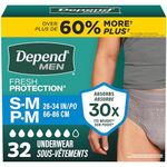 Depend FIT-FLEX Adult Incontinence Underwear for Men, Maximum Absorbency, S/M, Grey, 32 Count