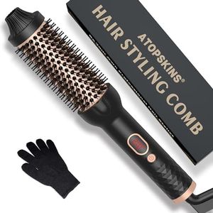 38mm Doble PTC Cepillo Térmico, Cepillo Rizador Pelo Pantalla LCD 120-210℃, Peine Redondo para Peinar el Volumen, Cepillo Caliente, Thermal Brush Regalos Para Mujeres(Negro)