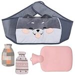 4 Pcs Hot Water Bottle Set, VEGCOO PVC Warm Water Bag with Plush Waist Belt & 2 Hot Bag Cover, Warm Water Bottle Hot Water Bag for Shoulders, Neck, Feet, Back, Waist, Stomach, Legs Relax & Pain Relief