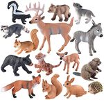 ELECLAND 15Pcs Woodland Animal Figures Forest Animals Figures Miniature Woodland Creatures Figurines Woodland Cake Topper for Kids Birthday Decorations, Christmas Party Decorations