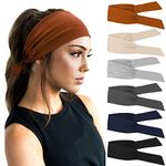 DRESHOW 6 PCS Adjustable Headbands for Women Knotted Headbands Cotton Elastic Non-Slip Fashion Hair Bands for Workout Sports Running Yoga