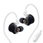 KINBOOFI KZ Zax 1DD 7BA HiFi in Ear Monitor Musician Earbud Headphone, Hybrid Driver Metal Headset with Detachable Earphone Cable (with Microphone, Black)