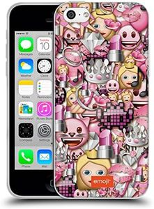 Official Emoji Pink Full Patterns Soft Gel Case Compatible for Apple iPhone 5c