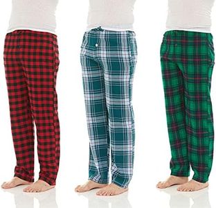 DARESAY 3 Pack: Plaid Pajama Pants for Men - Flannel PJ Pants With Pockets & Button Fly (Up to 3XL)