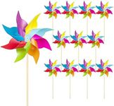 HOOSUN 12 Pack Rainbow Pinwheels for Yard and Garden,Rainbow Party Decorations for Kids, Colorful Garden Wind Spinners Outdoor Decor,Party Favors for Kids,Lawn,Yard,Patio