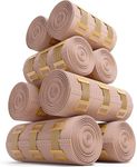 JFA Medical Elastic Compression Bandage Wrap - 8 Pack + 8 Extra Clips (4 x 7.5cm x 4.5m & 4 x 10cm x 4.5m Rolls) - Wrist, Ankle, Hand Knee, Elbow, Shoulder, Feet Injuries