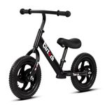 12" Balance Bike Carbon Steel Frame No Pedal Walking Balance Bike Training Bicycle for Kids and Toddlers 2- to 5 Years Old (Black)