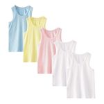 Boletochic Fashion Girl‘s Scoop Neck Undershirt Cotton Cami 5 Pack Super Soft Breathable Sleeveless Tank Tops