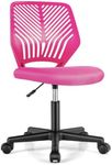 BABY JOY Height-Adjustable Ergonomic Kids Desk Chair, Kids Mesh Computer Chair w/Universal Casters, Swivel Armless Task Chair Children Study Chair, Mobile Comfortable Working Chair for Kids (Pink)