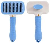 Foodie Puppies Self Cleaning Slicker Brush, Pet Grooming Shedding Brush for Dogs and Cats - Easy to Remove Loose Undercoat, Pet Massaging Tool Suitable for Pets with Long or Short Hair (Rectangular)