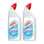 Harpic 1L (Pack of 2) - Bleach, White and Shine Disinfectant Toilet Cleaner Liquid